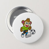 aap als voetzoeker met Voetbal Ronde Button 7,6 Cm (Voorkant /achterkant)