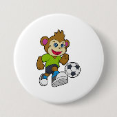 aap als voetzoeker met Voetbal Ronde Button 7,6 Cm (Voorkant)