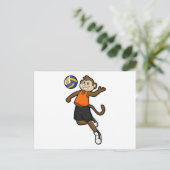 Aap als volleybalspeler met volleybal briefkaart (Staand voorkant)