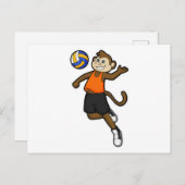 Aap als volleybalspeler met volleybal briefkaart (Voorkant / Achterkant)