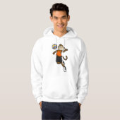 aap als volleybalspeler met volleybal hoodie (Voorkant volledig)