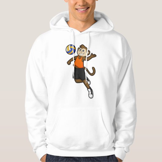 aap als volleybalspeler met volleybal hoodie (Voorkant)