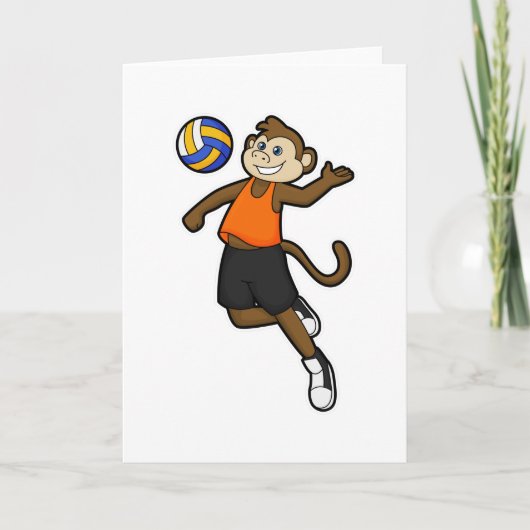 Aap als Volleybalspeler met Volleybal Kaart (Voorkant)
