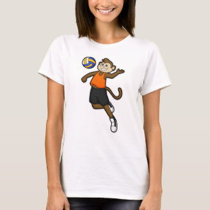 aap als volleybalspeler met volleybal t-shirt