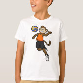 aap als volleybalspeler met volleybal t-shirt (Voorkant)