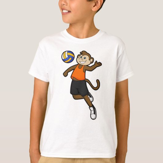 aap als volleybalspeler met volleybal t-shirt (Voorkant)