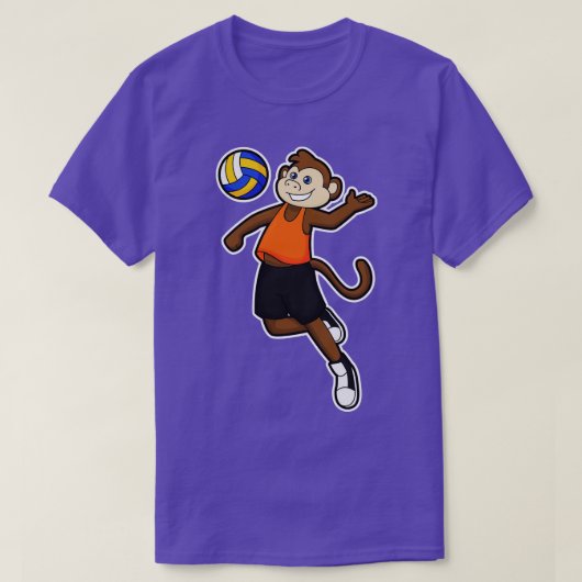 aap als volleybalspeler met volleybal t-shirt (Design voorkant)