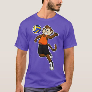 aap als volleybalspeler met volleybal t-shirt