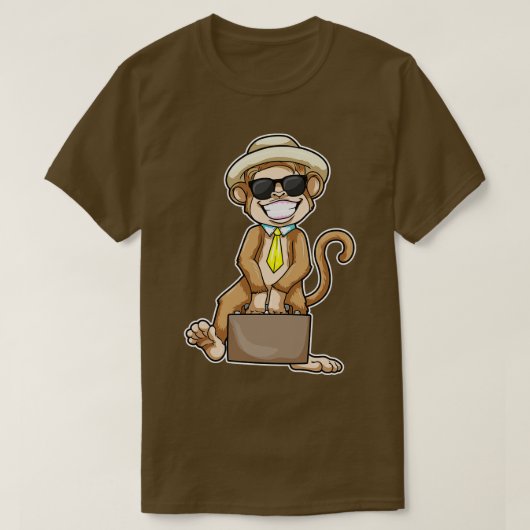 Aap als Zakenman met Briefcase Zonnebril T-shirt (Design voorkant)