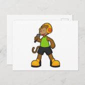 aap als zanger met microfoon en hoofdtelefoon briefkaart (Voorkant / Achterkant)