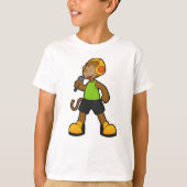aap als zanger met microfoon en hoofdtelefoon t-shirt (Voorkant)