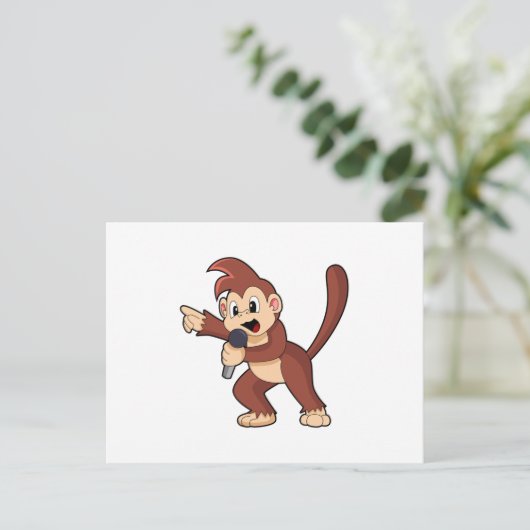Aap als zanger met microfoon.PNG Briefkaart (Staand voorkant)