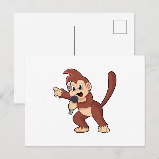 Aap als zanger met microfoon.PNG Briefkaart (Voorkant / Achterkant)