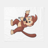 aap als zanger met microfoon.PNG Fleece Deken (Voorkant (Horizontaal))