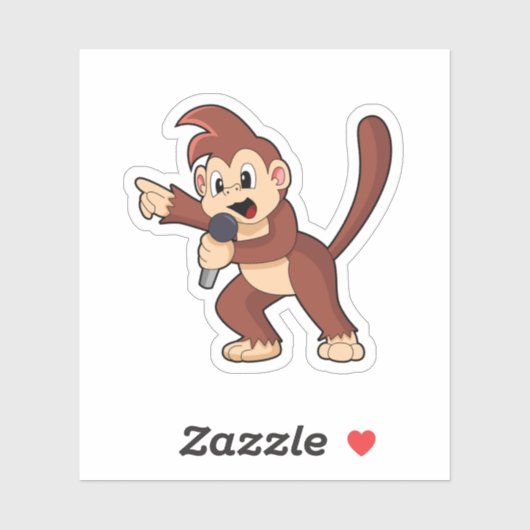 aap als zanger met microfoon.PNG Sticker (Vel)