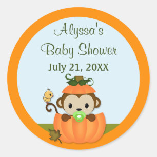 AAP Baby shower Herfst Pompoen JONGEN ronde zegel