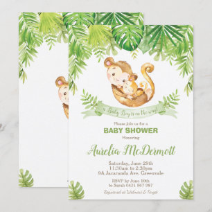 Aap Baby shower Oerwoud Dieren Baby Boy Kaart