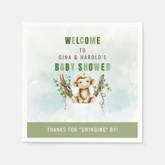 Aap Baby shower Papieren servetten (Voorkant)