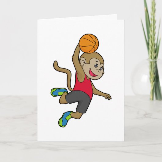 Aap Basketbalspeler Basketbal Kaart (Voorkant)