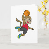 Aap Basketbalspeler Basketbal Kaart (Gele Bloem)