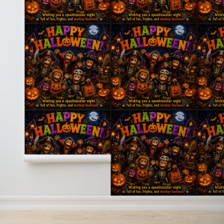 Aap behang met gelukkig Halloween/aap wallpaper