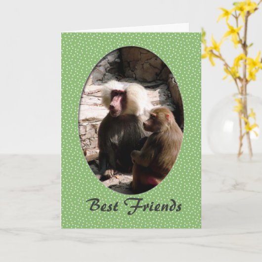 Aap beste vrienden vriendschap kaart. kaart (Gele Bloem)