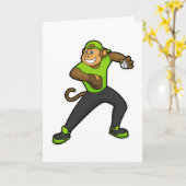 Aap bij baseball met honknuppel kaart (Gele Bloem)