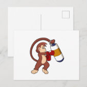 Aap bij boksen met boksbal briefkaart (Voorkant / Achterkant)