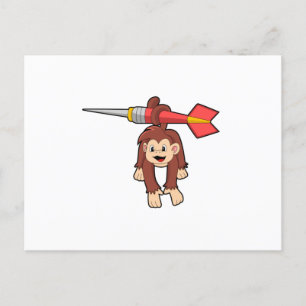 Aap bij darts met pijl briefkaart