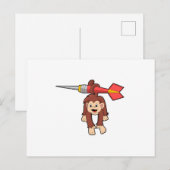 Aap bij darts met pijl briefkaart (Voorkant / Achterkant)