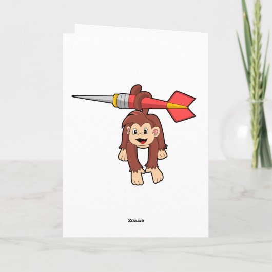Aap bij darts met pijl kaart (Achterkant)