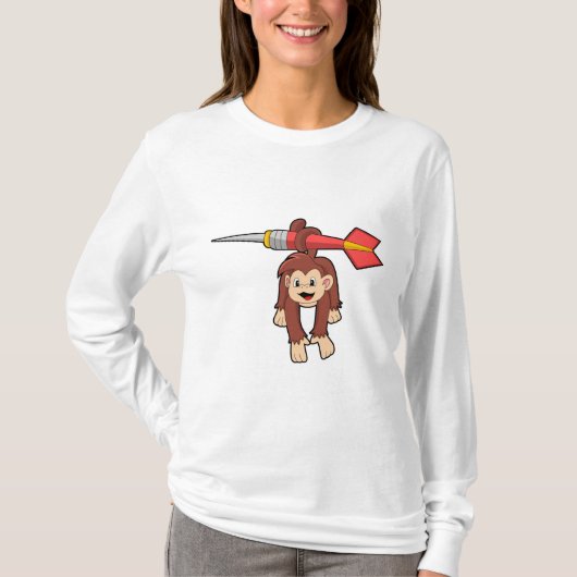 Aap bij darts met pijl t-shirt (Voorkant)
