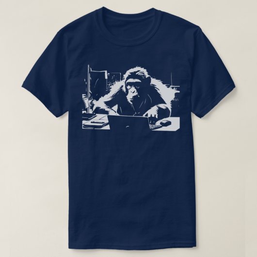Aap bij de computer 1 t-shirt (Design voorkant)
