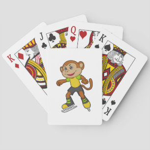 Aap bij het schaatsen met ijsschaatsen pokerkaarten