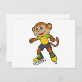 Aap bij het schaatsen met schaatsen briefkaart (Voorkant / Achterkant)