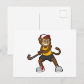 aap bij Hockey met Hockey stick Briefkaart (Voorkant / Achterkant)