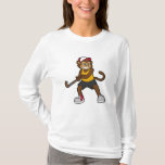 aap bij Hockey met Hockey stick T-shirt<br><div class="desc">Dit ontwerp is het perfecte geschenk voor een verjaardag, Kerstmis en andere feestelijkheden. Het is geschikt voor vrouwen, mannen en kinderen.</div>