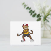 Aap bij hockey met hockeystick briefkaart (Staand voorkant)