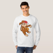 aap bij honkbal met honkbal t-shirt (Voorkant volledig)