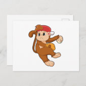 Aap bij honkbal met honkbalhandschoen briefkaart (Voorkant / Achterkant)