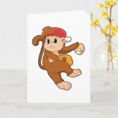 Aap bij honkbal met honkbalhandschoen kaart (Gele Bloem)