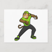 Aap bij honkbal met honkbalknuppel briefkaart (Voorkant)