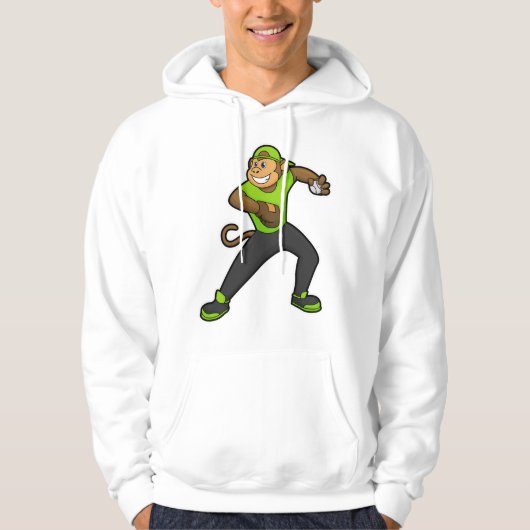 aap bij honkbal met honkbalknuppel hoodie (Voorkant)