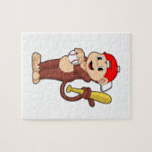 aap bij honkbal met honkbalknuppel legpuzzel (Horizontaal)