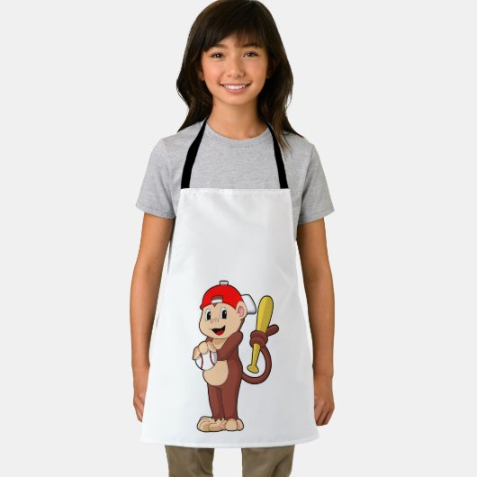 aap bij honkbal met honkbalknuppel schort (Insitu)