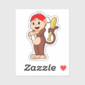 aap bij honkbal met honkbalknuppel sticker (Vel)