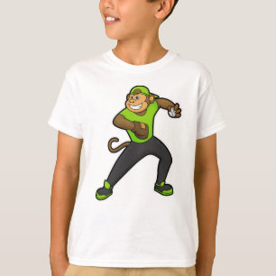 aap bij honkbal met honkbalknuppel t-shirt