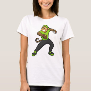 aap bij honkbal met honkbalknuppel t-shirt