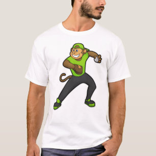 aap bij honkbal met honkbalknuppel t-shirt