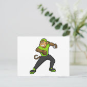 Aap bij honkbal met honknuppel briefkaart (Staand voorkant)